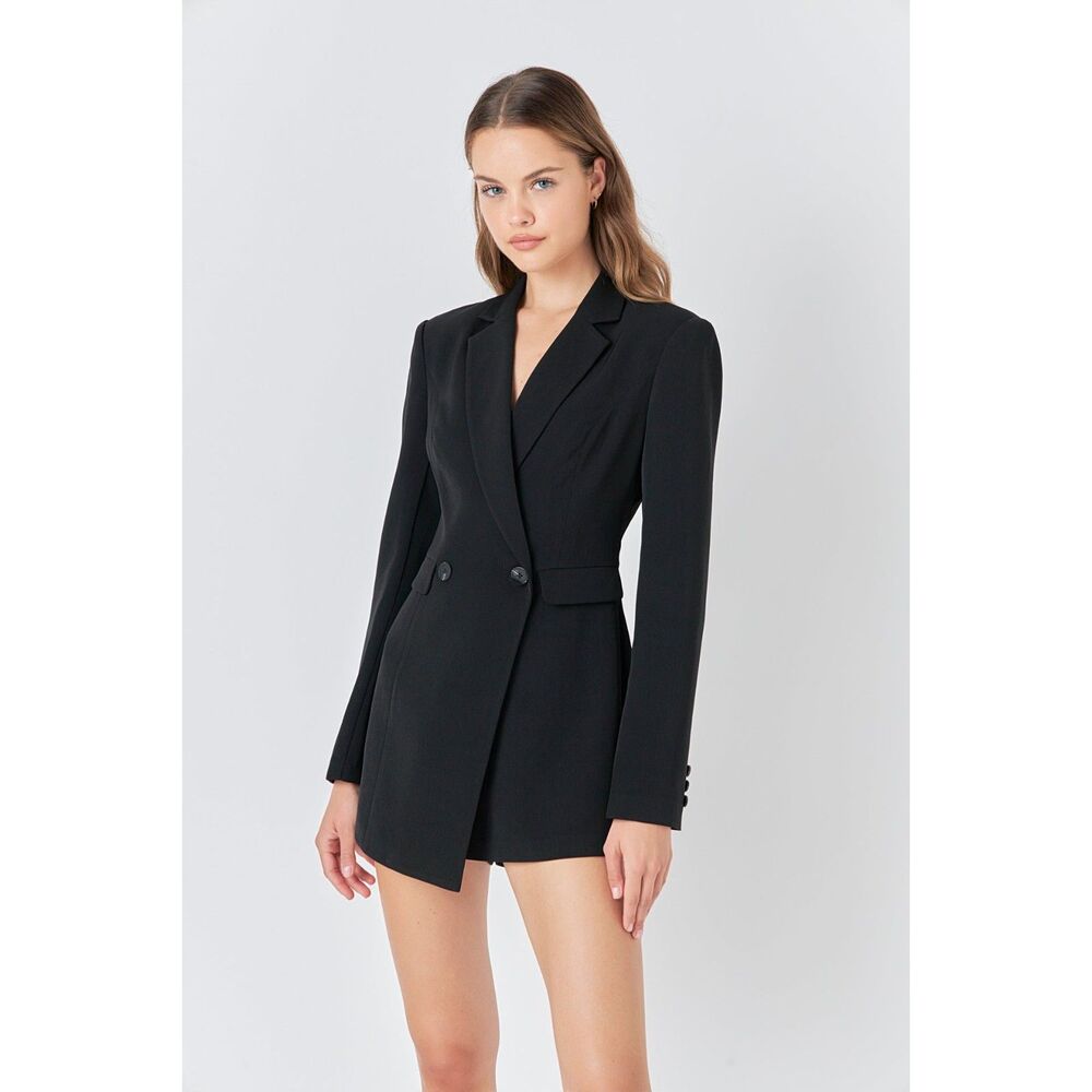 Endless Rose BLACK Suit Blazer Romper Size Large NWT